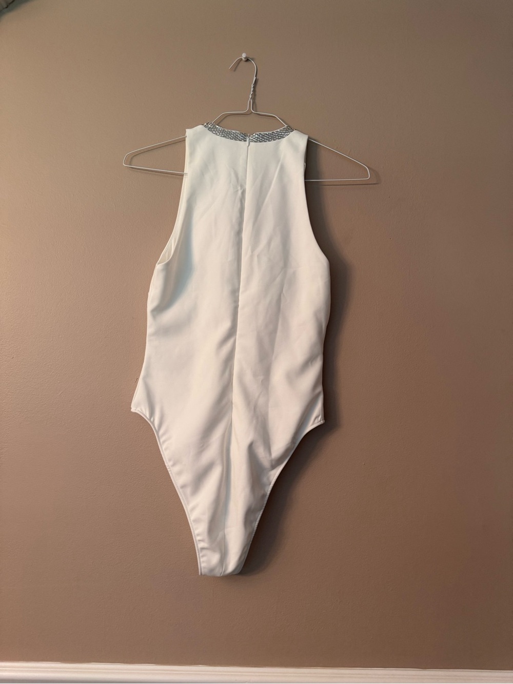 Zara White Rhinestone Embellished Bodysuit NWT Size M - Picture 3 of 10